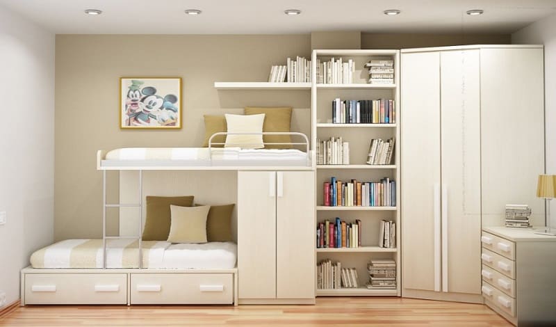 Sử dụng giường tầng giúp tiết kiệm tối đa diện tích cho phòng ngủ nhỏ
