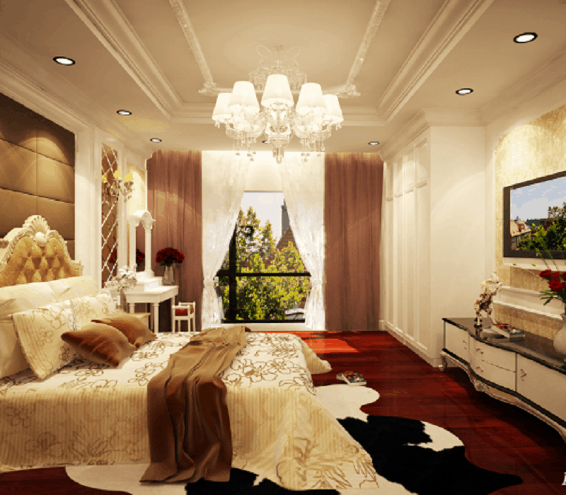 Thiết kế nội thất phòng ngủ phong cách tân cổ điển chỉ thích hợp với biệt thự sang trọng rộng rãi